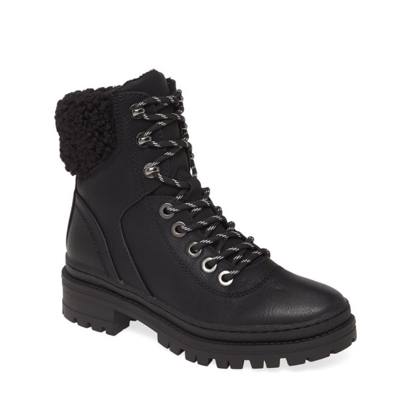 Steve Madden Shoes - Steve Madden Keystone Faux Fur Trim Lace Up Boot